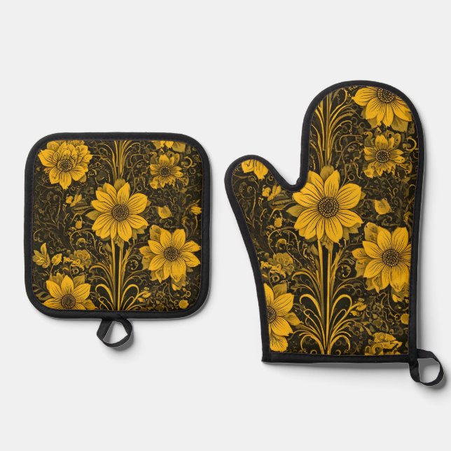 Unique & Modern Designs Oven Mitt and Pot Holder Set (Front)