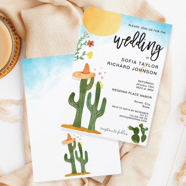 Unique Modern Destination Mexico Style Botanical  Invitation (Creator Uploaded)