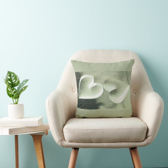 Unique modern elegant two silver hearts  cushion (Chair)