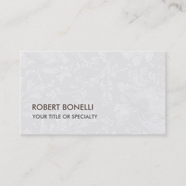 Unique Modern Grey Floral Damask Business Card (Front)