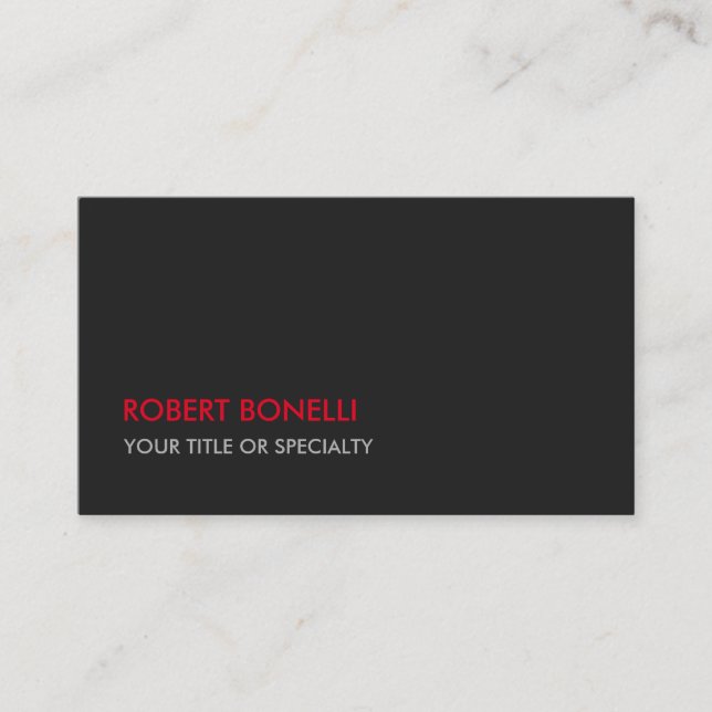 Unique Modern Grey Red Stylish Standard Business Card (Front)
