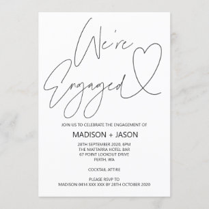 Unique Modern Heart Engagement Party Invites