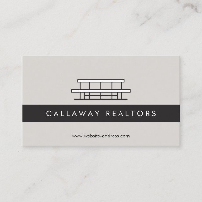 Unique Modern Home Logo II on Grey Real Estate Business Card (Front)