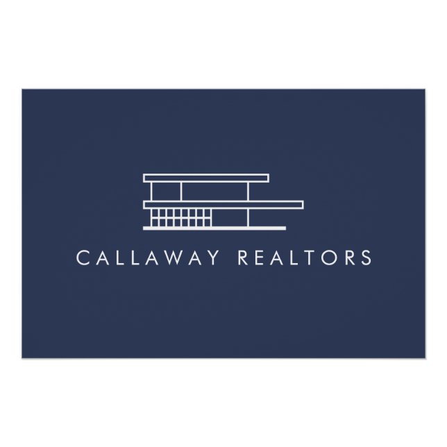Unique Modern Home Navy/White Logo Download Poster (Front)