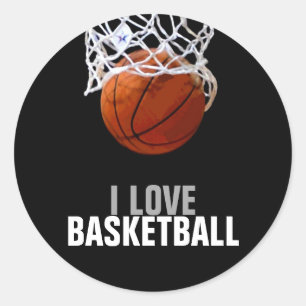Unique Modern I Love Basketball Classic Round Sticker