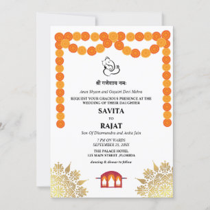 Unique Modern Indian Wedding Invitation 