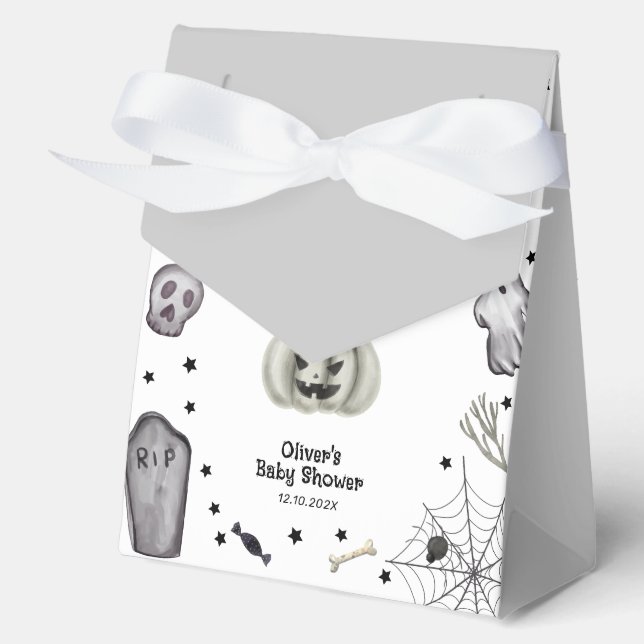 Unique Modern Little Boo Ghost Boy Baby Shower  Favour Box (Front)