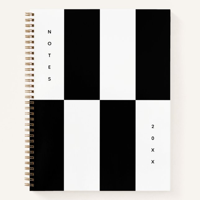 Unique Modern Minimalist Black & White Stripes  Notebook (Front)