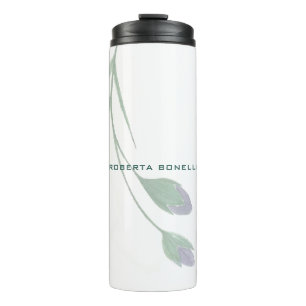 Unique Modern Minimalist Floral Add Name Thermal Tumbler