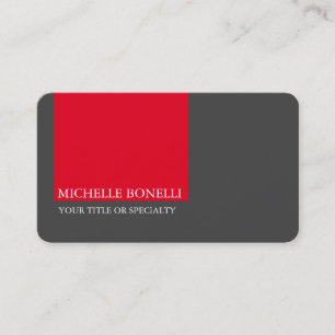 Unique Modern Minimalist Grey Red Business Card
