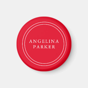 Unique Modern Minimalist Plain Red Your Name Magnet