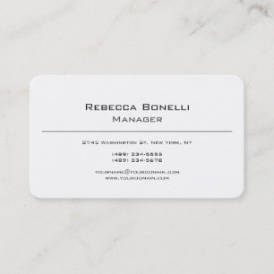 Unique Modern Minimalist Plain Simple White Business Card