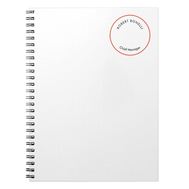 Unique Modern Minimalist Red Black White Curvature Notebook (Front)