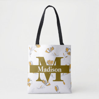 Unique Modern Monogram Initial Name Personalised  Tote Bag