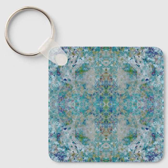Unique Modern One Of A Kind Abstract Art Design Key Ring (Front)