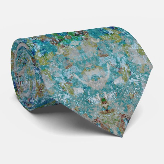 Unique Modern One Of A Kind Abstract Art Design Tie (Rolled)