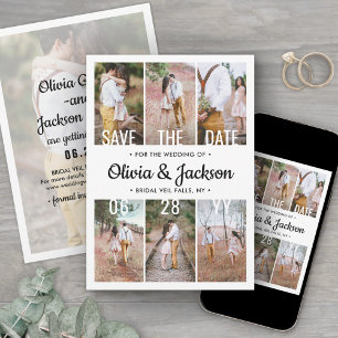 Unique Modern Overlay Simple Photo Collage Wedding Save The Date