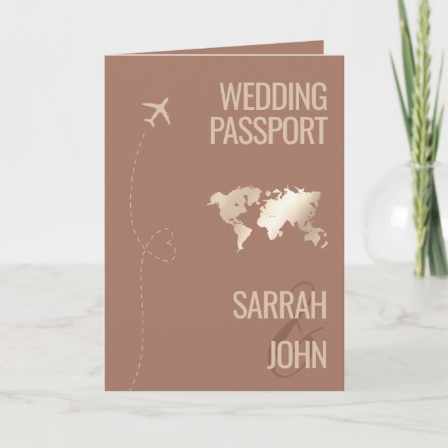 Unique Modern Passport Destination Wedding QR Code Invitation (Front)