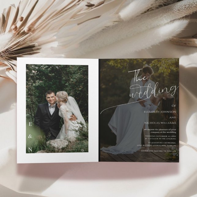 unique modern photo wedding Folded Invitation (Creator Uploaded)