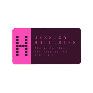 Unique & Modern Pink & Deep Purple Return Address Label