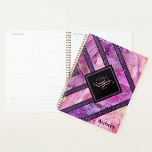 Unique Modern Pink Purple Geometric Personalised Planner