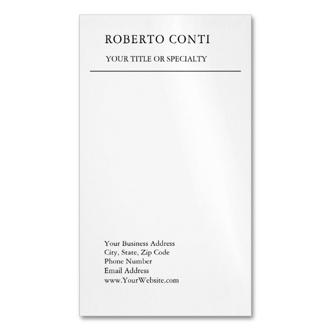 Unique Modern Plain Minimalist Magnetic Business Card (Front Vertical)