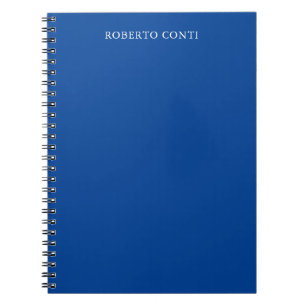 Unique Modern Plain Minimalist Name Blue Notebook