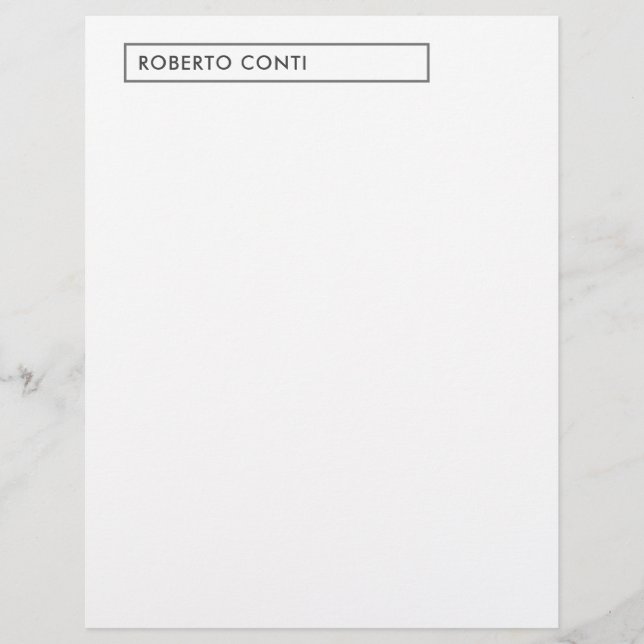 Unique Modern Plain Minimalist Name Custom Letterhead (Front)