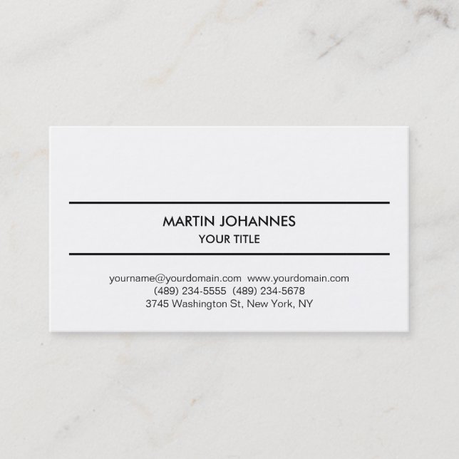 Unique Modern Plain Simple White Business Card (Front)