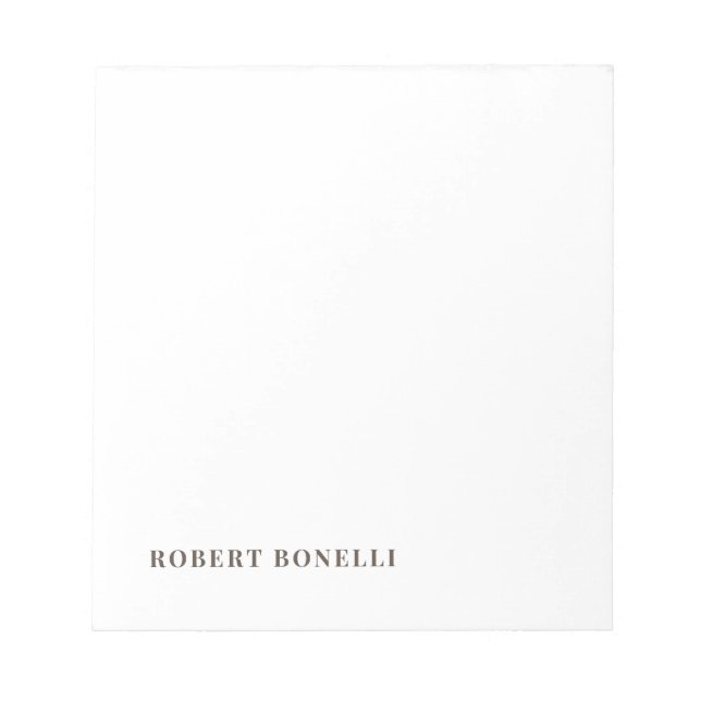 Unique Modern Plain Your Name Minimalist Notepad (Front)
