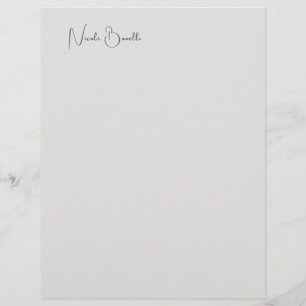 Unique Modern Platinum Grey Minimalist Caligraphy Custom Letterhead