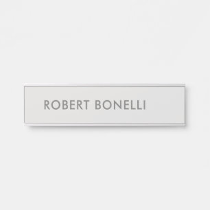 Unique Modern Platinum Grey Minimalist Door Sign