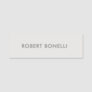 Unique Modern Platinum Grey Minimalist Name Tag