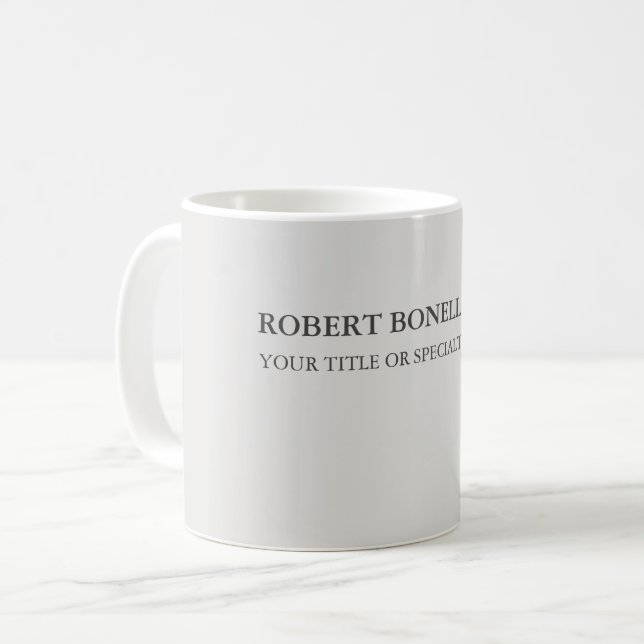 Unique Modern Platinum Grey Stylish Minimalist Coffee Mug (Front Left)