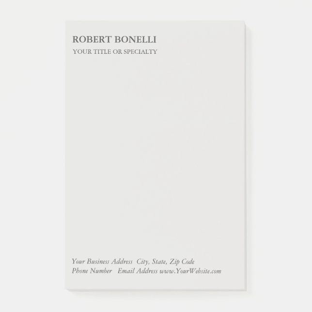 Unique Modern Platinum Grey Stylish Minimalist Post-it Notes (Front)