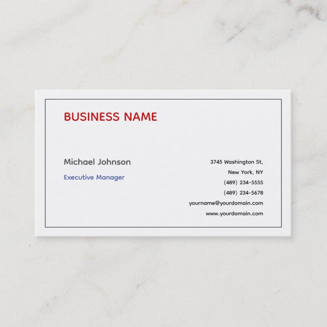 Unique modern professional minimalist chic business card (Front)