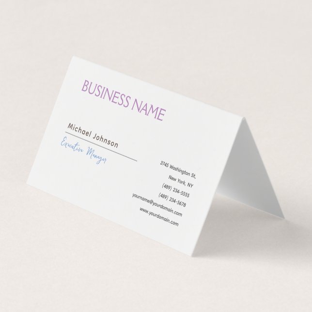 Unique modern professional minimalist chic business card (Front)