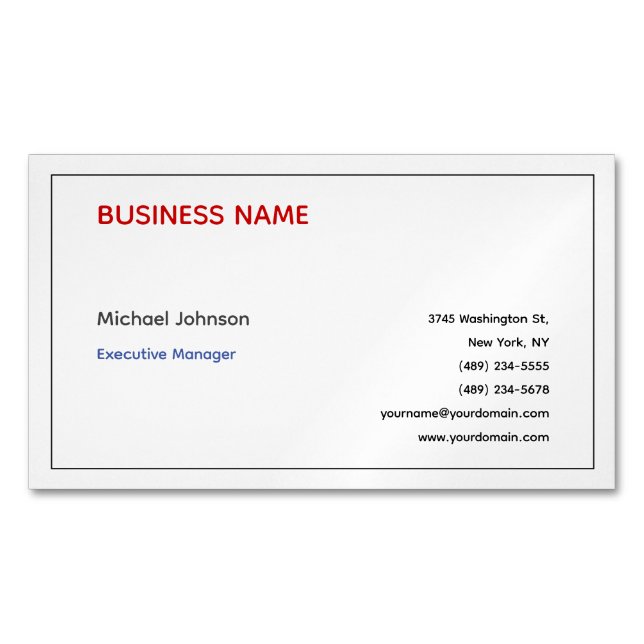 Unique modern professional minimalist chic 	Magnetic business card (Front)