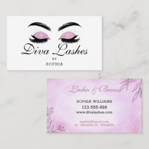 Unique Modern Purplish Pink Lashes And Brows Business Card