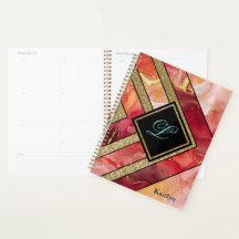 Unique Modern Red Gold Geometric