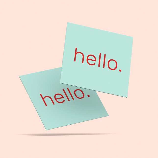 Unique Modern Red hello Typography Casual Square Business Card (Creator Uploaded)