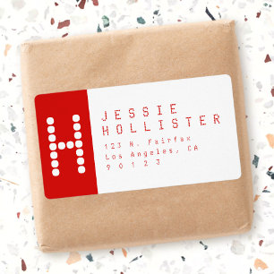 Unique Modern Red & White Return Address
