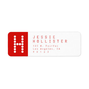 Unique Modern   Red & White Return Address Label