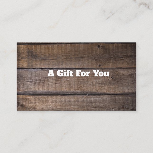 Unique Modern Rustic Wood Gift Certificate (Front)