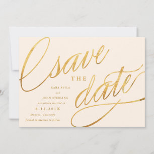 Unique Modern Save the Dates   Champagne & Gold Date