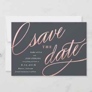 Unique Modern Save the Dates   Rose Gold Date