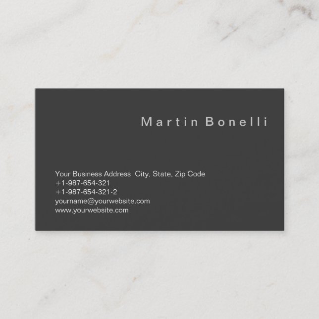 Unique Modern Simple Minimalist Grey Business Card (Front)