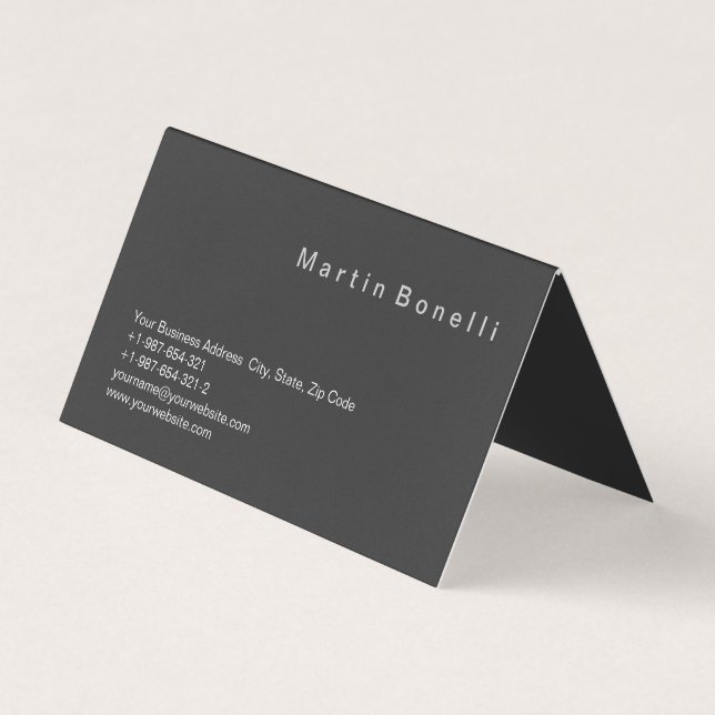 Unique Modern Simple Minimalist Grey Business Card (Front)