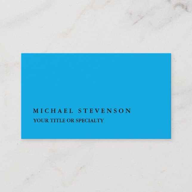 Unique Modern Sky Blue Minimalist Plain Business Card (Front)