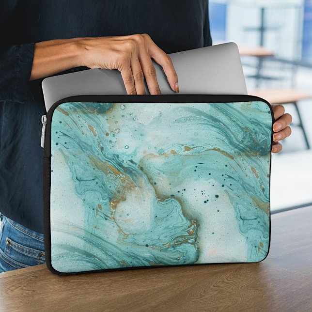 Unique Modern Stylish Marble Swirls Art Motif Laptop Sleeve (Creator Uploaded)